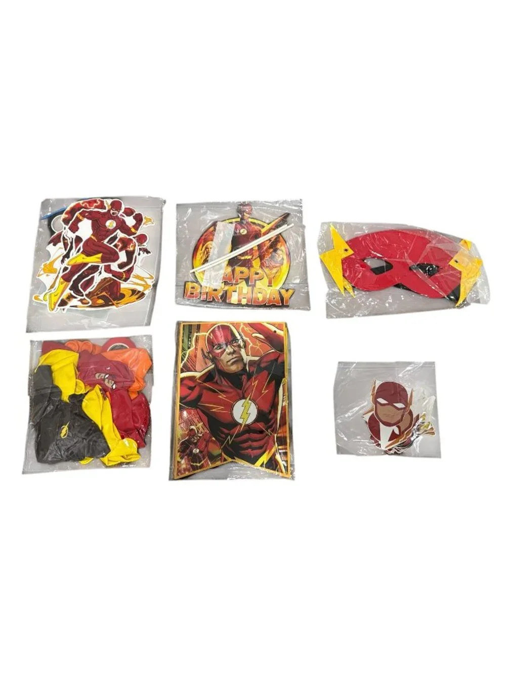 The Flash Birthday Party Decoration Set - Banner, Balloons, Cake Topper Mask & C